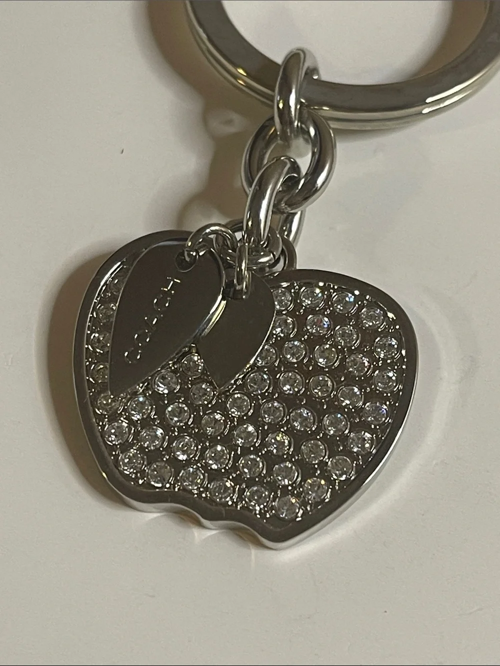 Coach Crystal Apple Keychain Charm in Silver and Coach Pen